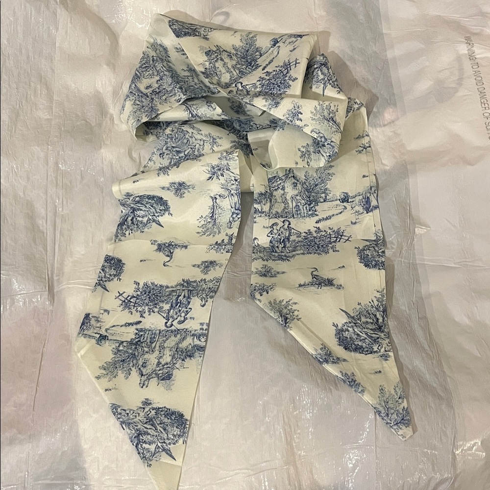 Blue Toile Scarf Ribbon - Picture 6 of 7
